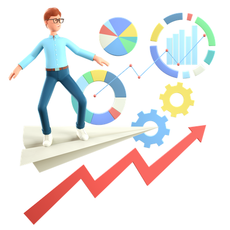 Businessman doing data analysis  3D Icon