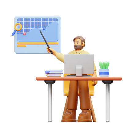 Businessman doing data analysis  3D Illustration