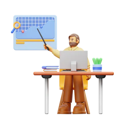 Businessman doing data analysis  3D Illustration