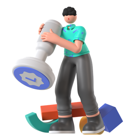 Businessman doing Document Approval  3D Icon