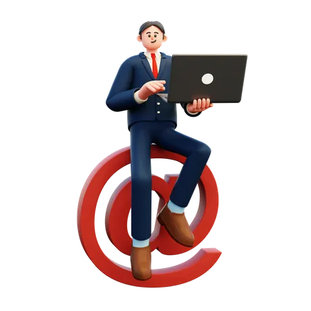 Businessman Doing E Mail Marketing  3D Illustration