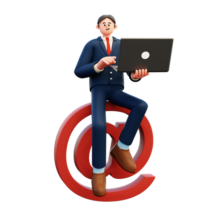 Businessman Doing E Mail Marketing  3D Illustration