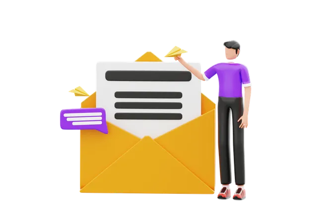 Businessman Doing Email Communication  3D Illustration