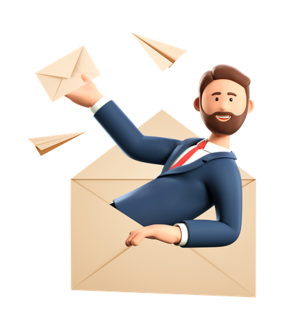Businessman doing email marketing  3D Icon
