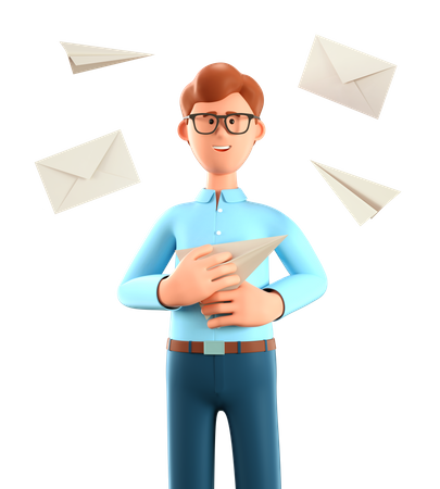Businessman doing email marketing  3D Icon