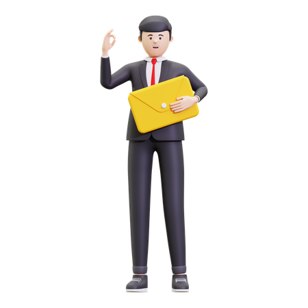 Businessman Doing Email Marketing  3D Icon