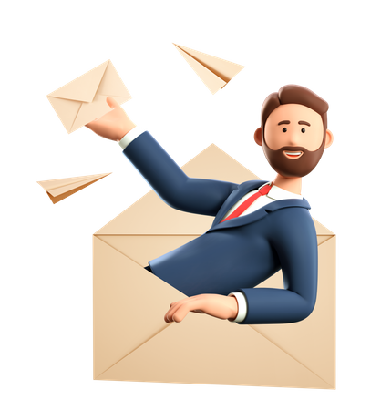 Businessman doing email marketing  3D Illustration