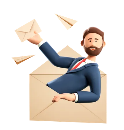 Businessman doing email marketing  3D Illustration