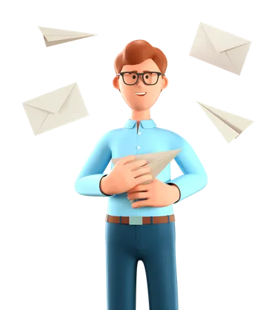 Businessman doing email marketing  3D Illustration