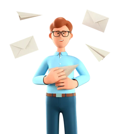 Businessman doing email marketing 3D Illustration