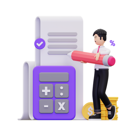 Businessman Doing Financial Accounting  3D Icon