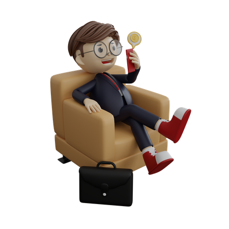 Businessman doing financial chatting  3D Illustration