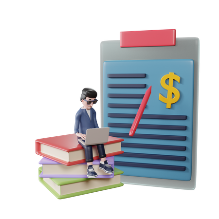 Businessman doing financial report  3D Icon