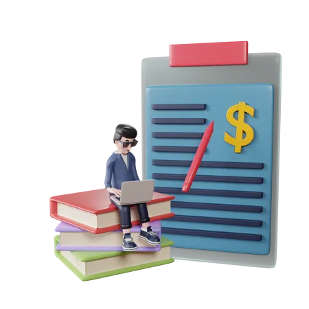Businessman doing financial report 3D Illustration