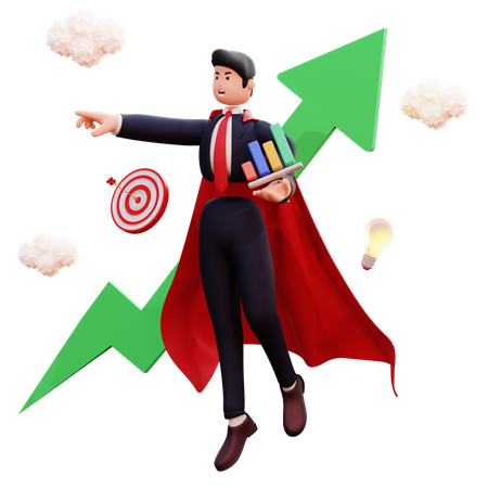 Businessman doing growth analysis  3D Icon