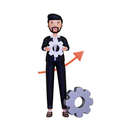 Businessman doing growth management 3D Illustration