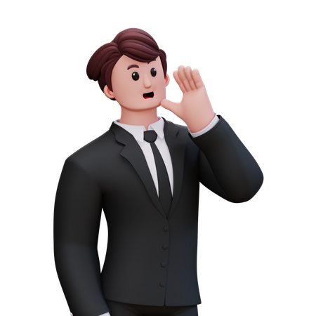 Businessman Doing Left Shout  3D Illustration