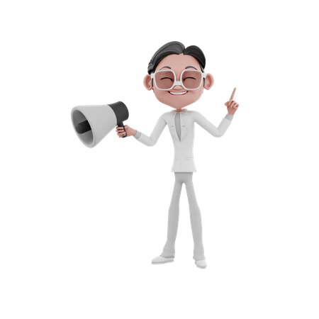 Businessman doing marketing  3D Illustration