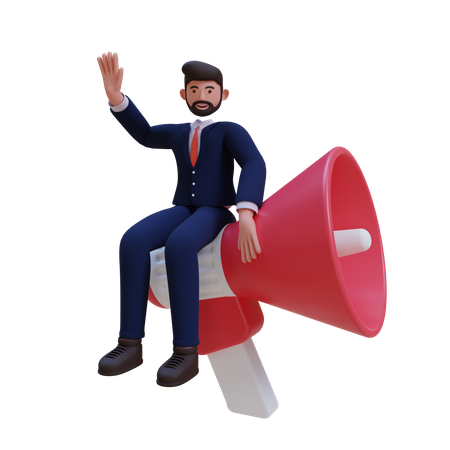 Businessman doing marketing  3D Illustration