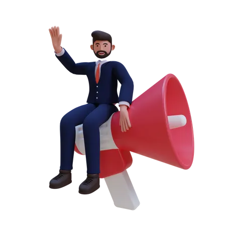 Businessman doing marketing  3D Illustration