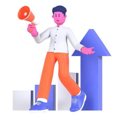 Businessman Doing Marketing  3D Illustration