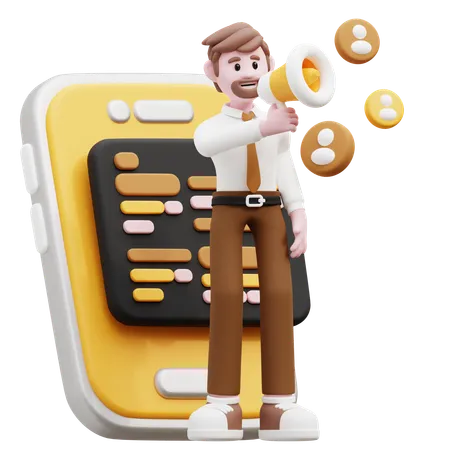 Businessman Doing Marketing Job  3D Illustration