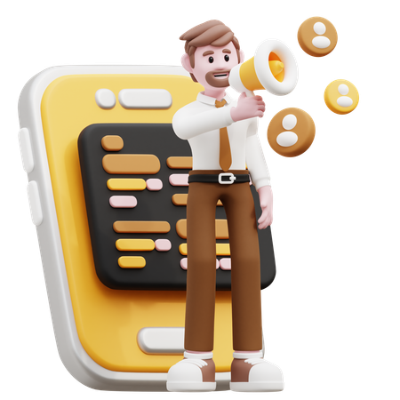 Businessman Doing Marketing Job  3D Illustration