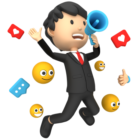 Businessman doing Media Marketing  3D Illustration