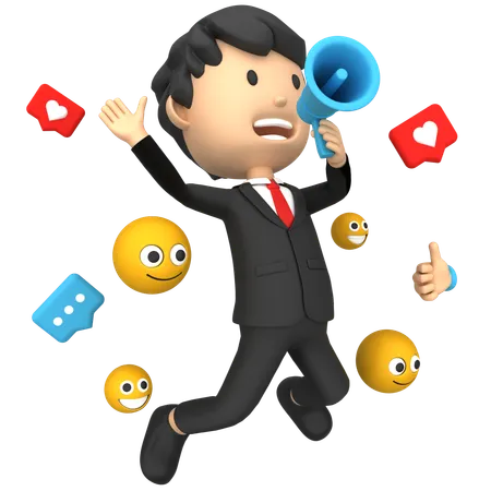 Businessman doing Media Marketing  3D Illustration