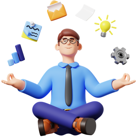 Businessman Doing Meditation  3D Icon
