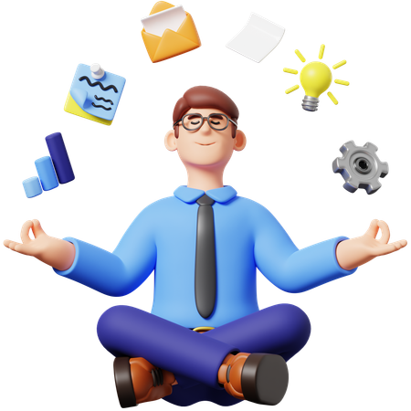 Businessman Doing Meditation  3D Illustration