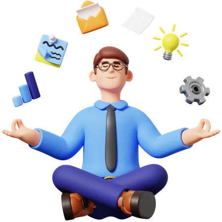 Businessman Doing Meditation  3D Illustration