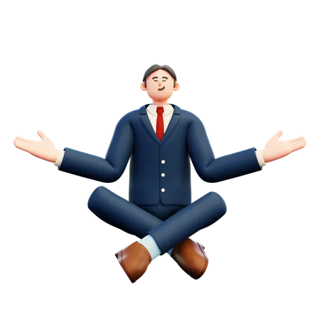 Businessman Doing Meditation  3D Illustration