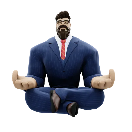 Businessman Doing Meditation  3D Illustration