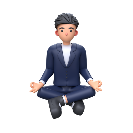 Businessman doing meditation  3D Illustration