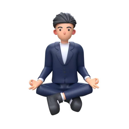 Businessman doing meditation  3D Illustration