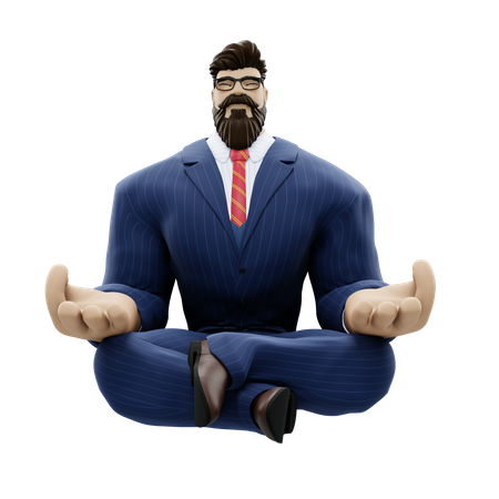 Businessman Doing Meditation 3D Illustration