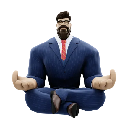 Businessman Doing Meditation 3D Illustration