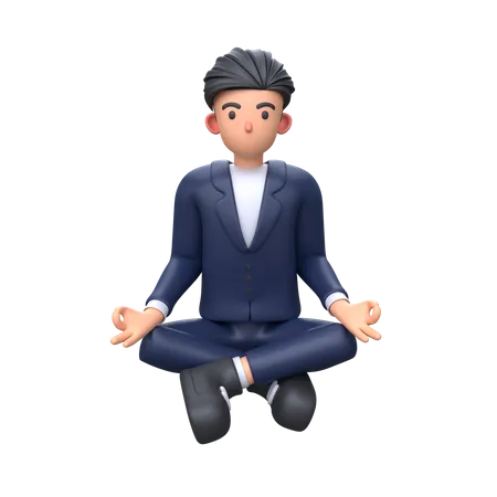 Businessman doing meditation 3D Illustration