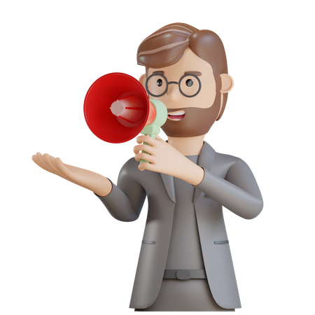 Businessman doing megaphone marketing 3D Illustration