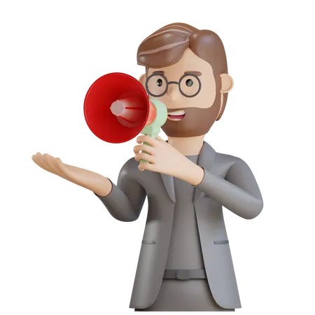 Businessman doing megaphone marketing  3D Illustration
