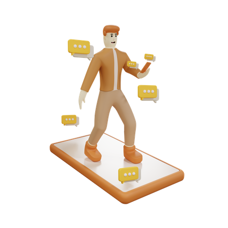 Businessman doing mobile conversation  3D Icon