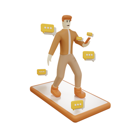 Businessman doing mobile conversation  3D Illustration
