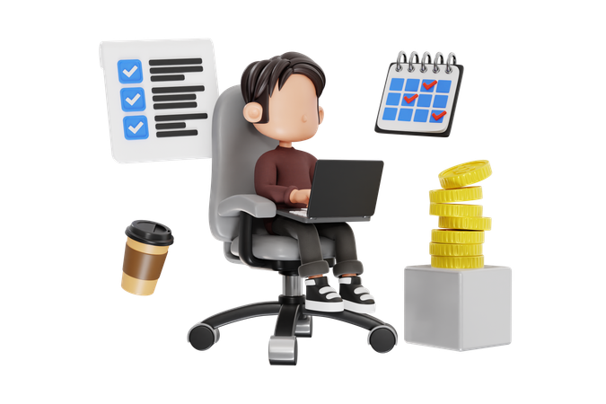 Businessman Doing Multitasking  3D Illustration