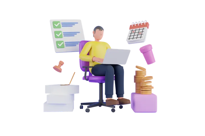3 D Deadline And Multitask Concept Productive Master Productivity And Project Management Skill Multitasking Work And Time Management Concept Skillful Businessman 3 D Rendering 3D Illustration