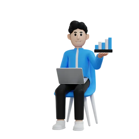 Businessman doing online business analytics  3D Illustration