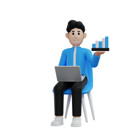 Businessman doing online business analytics 3D Illustration