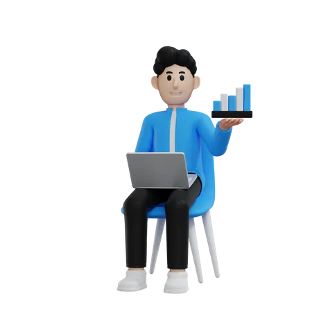 Businessman doing online business analytics 3D Illustration