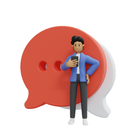 Businessman doing online communication  3D Icon