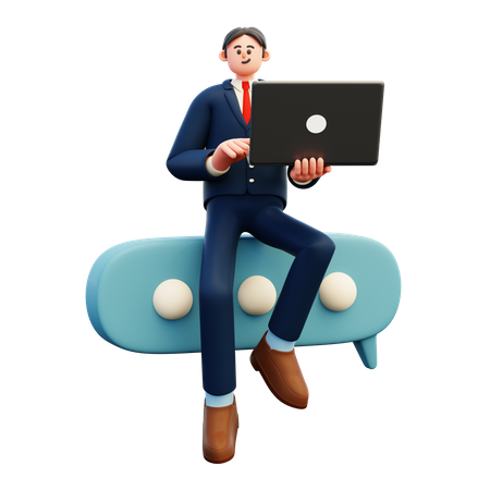 Businessman doing online communication  3D Illustration